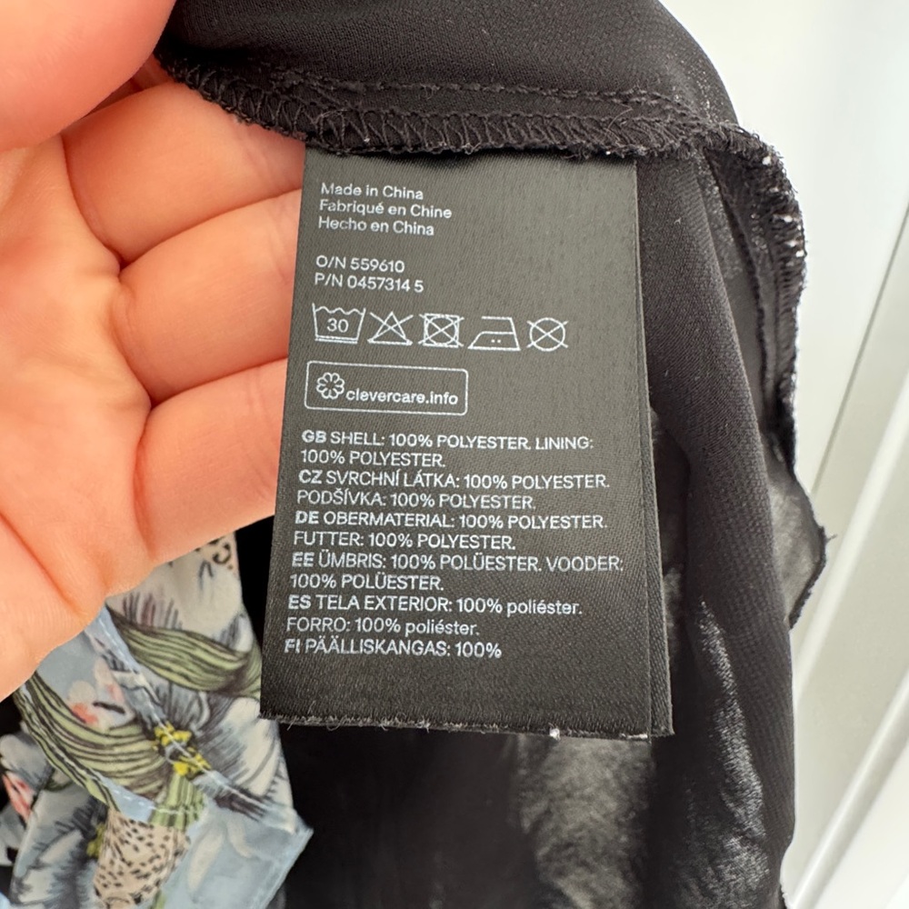 H&M Black and Blue Ruffled Wrap Dress with Bishop Sleeves - Picture 7 of 7